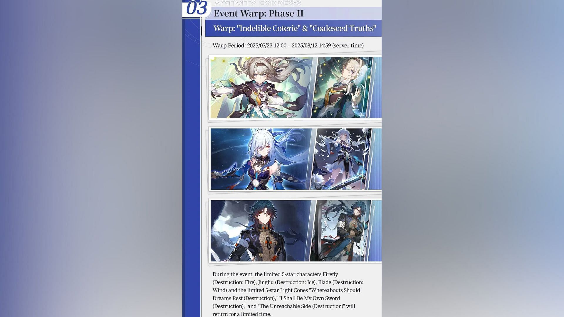 Honkai Star Rail 3.4 second phase characters (Image via HoYoverse)